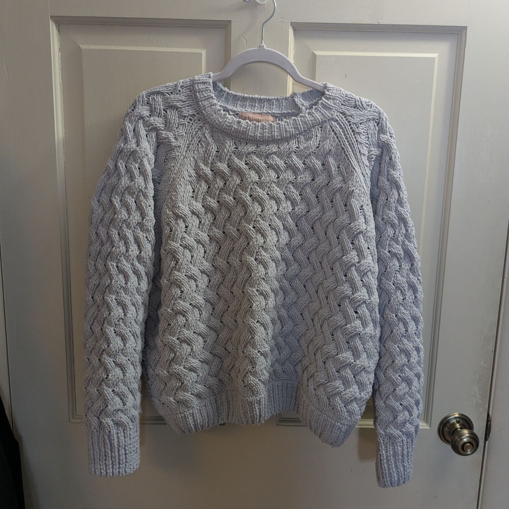 Philosophy Light Blue Cable Knit Sweater